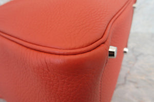 HERMES LINDY 30Verso Clemence leather Sanguine/Rose jaipur T Engraving Shoulder bag 700070087