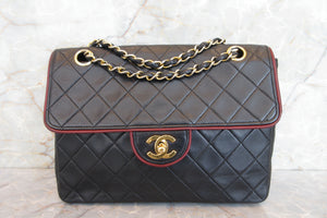 CHANEL/シャネル マトラッセバイカラーチェーンショルダーバッグ ラムスキン ブラック/レッド/ゴールド金具 ショルダーバッグ 700070253