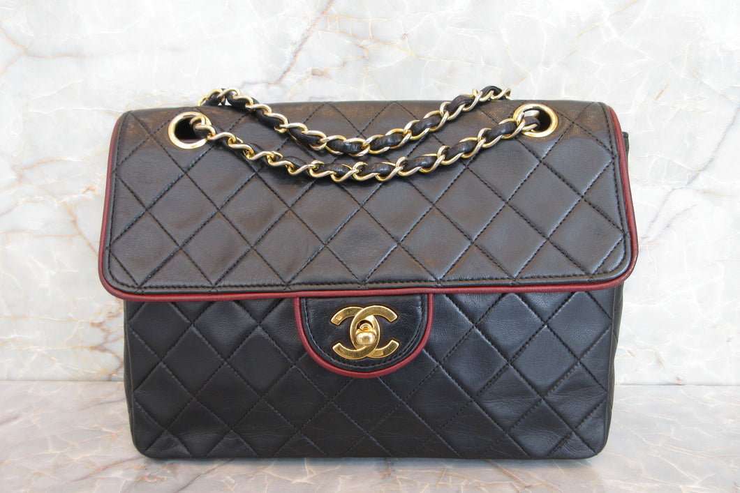 CHANEL/シャネル マトラッセバイカラーチェーンショルダーバッグ ラムスキン ブラック/レッド/ゴールド金具 ショルダーバッグ 700070253