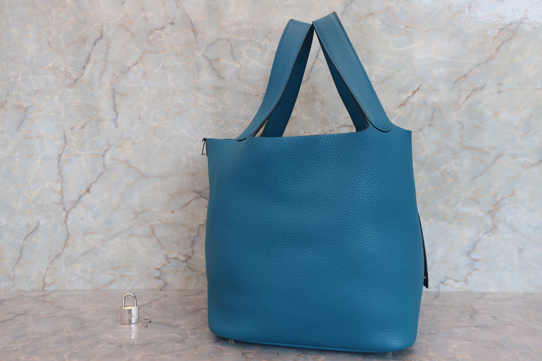HERMES／エルメス ピコタンロックGM トリヨンクレマンス ブルーイズミール T刻印 ハンドバッグ 700070301