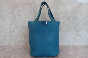 HERMES／エルメス ピコタンロックGM トリヨンクレマンス ブルーイズミール T刻印 ハンドバッグ 700070301