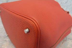 HERMES PICOTIN LOCK MM Clemence leather Sanguine □O Engraving Hand bag 600110223