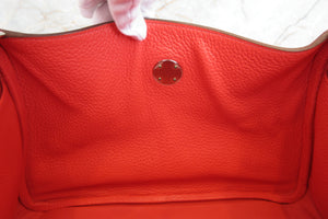 HERMES LINDY 30Verso Clemence leather Sanguine/Rose jaipur T Engraving Shoulder bag 700070087