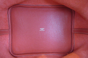 HERMES PICOTIN LOCK MM Clemence leather Sanguine □O Engraving Hand bag 600110223