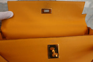 HERMES KELLY 32 Graine Couchevel leather Jaune □A Engraving Shoulder bag 600040191
