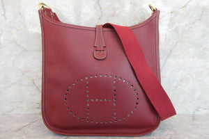 HERMES／エルメス エブリン1ＰＭ ボックスカーフ ルージュアッシュ □D刻印 ショルダーバッグ 700030206
