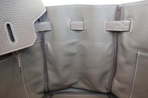 HERMES BIRKIN 35 Clemence leather Etoupe gray □O刻印 Hand bag 600090063