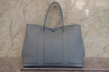 将图片加载到图库查看器，HERMES GARDEN PARTY PM Negonda leather Blue lin □Q刻印 Tote bag 700120218
