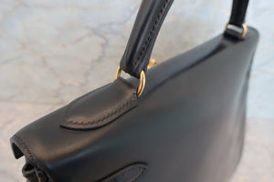 HERMES KELLY 32 Box carf leather Black 〇Z Engraving Shoulder bag 700050105