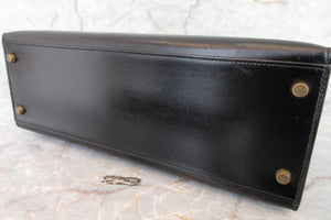 HERMES／エルメス ケリー32 ボックスカーフ ブラック 〇T刻印 ショルダーバッグ 700070118