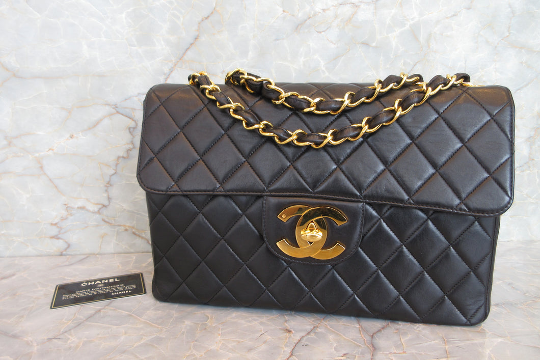 CHANEL/シャネル 中マトラッセシングルフラップチェーンショルダーバッグ ラムスキン ブラック/ゴールド金具 ショルダーバッグ 700080010