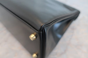 HERMES KELLY 32 Box carf leather Black 〇Z Engraving Shoulder bag 700050105