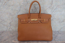 将图片加载到图库查看器，HERMES BIRKIN 35 Togo leather Gold □K刻印 Hand bag 600090112
