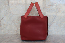 将图片加载到图库查看器，HERMES PICOTIN LOCK TOUCH PM Clemence leather/Swift leather Rouge H/Brique T刻印 Hand bag 600120044
