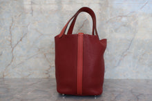 将图片加载到图库查看器，HERMES PICOTIN LOCK TOUCH PM Clemence leather/Swift leather Rouge H/Brique T刻印 Hand bag 600120044
