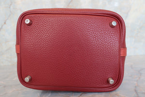 HERMES PICOTIN LOCK TOUCH PM Clemence leather/Swift leather Rouge H/Brique T刻印 Hand bag 600120044