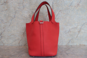 HERMES PICOTIN LOCK MM Clemence leather Rouge pivoine □R刻印 Hand bag 600080042