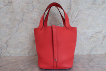 将图片加载到图库查看器，HERMES PICOTIN LOCK MM Clemence leather Rouge pivoine □R刻印 Hand bag 600080042
