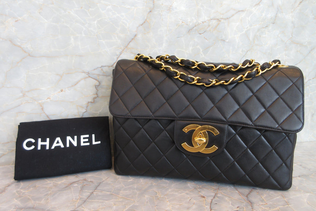 CHANEL/シャネル 中マトラッセシングルフラップチェーンショルダーバッグ ラムスキン ブラック/ゴールド金具 ショルダーバッグ 700080036
