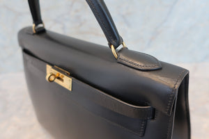 HERMES／エルメス ケリー32 ボックスカーフ ブラック 〇U刻印 ハンドバッグ 700100066