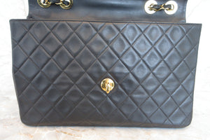 CHANEL/シャネル デカマトラッセシングルフラップチェーンショルダーバッグ ラムスキン ブラック/ゴールド金具 ショルダーバッグ 700080220