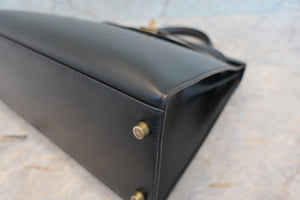 HERMES／エルメス ケリー32 ボックスカーフ ブラック 〇U刻印 ハンドバッグ 700100066