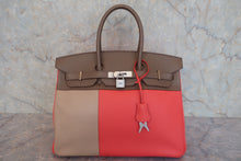 画像をギャラリービューアに読み込む, HERMES／エルメス バーキンカザック35 トリヨンクレマンス/ヴォースイフト ローズジャイプール/エトゥープ/アルジル/マットシルバー金具 □P刻印 ハンドバッグ 800030083
