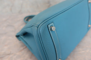 HERMES BIRKIN 30 Togo leather Blue jean □J Engraving Hand bag 500080142