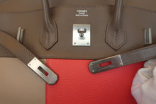 画像をギャラリービューアに読み込む, HERMES／エルメス バーキンカザック35 トリヨンクレマンス/ヴォースイフト ローズジャイプール/エトゥープ/アルジル/マットシルバー金具 □P刻印 ハンドバッグ 800030083
