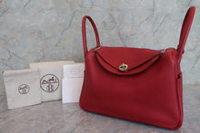 将图片加载到图库查看器，HERMES LINDY 30 Clemence leather Rouge garance □R刻印 Shoulder bag 600090096
