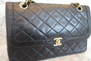 CHANEL/シャネル パリ限定マトラッセダブルフラップチェーンショルダーバッグ ラムスキン ブラック/ゴールド金具 ショルダーバッグ 700080043