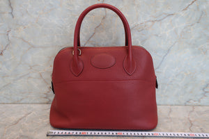 HERMES／BOLIDE 31 Clemence leather Rouge H □Q Engraving Shoulder bag 700100080