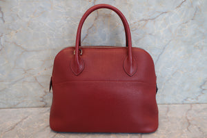HERMES／BOLIDE 31 Clemence leather Rouge H □Q Engraving Shoulder bag 700100080