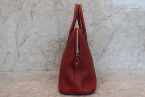 HERMES／BOLIDE 31 Clemence leather Rouge H □Q Engraving Shoulder bag 700100080