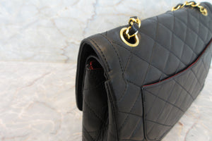 CHANEL/シャネル パリ限定マトラッセダブルフラップチェーンショルダーバッグ ラムスキン ブラック/ゴールド金具 ショルダーバッグ 700080043