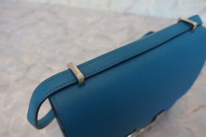 HERMES CONSTANCE3 MINI Epsom leather Blue izmir T Engraving Shoulder bag 600110085