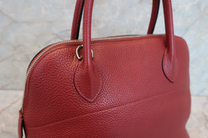 HERMES／BOLIDE 31 Clemence leather Rouge H □Q Engraving Shoulder bag 700100080