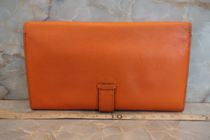 HERMES／エルメス ベアンデュプリ ヴォーエプソン オレンジ □I刻印 財布 700050244