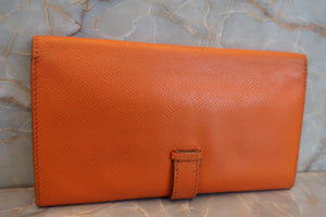 HERMES／エルメス ベアンデュプリ ヴォーエプソン オレンジ □I刻印 財布 700050244