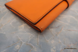 HERMES／エルメス ベアンデュプリ ヴォーエプソン オレンジ □I刻印 財布 700050244