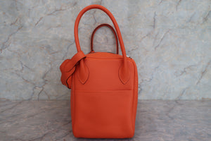 HERMES LINDY 34 Clemence leather Orange poppy □R Engraving Shoulder bag 600090097