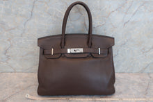 将图片加载到图库查看器，HERMES BIRKIN 30 Clemence leather Chocolat □L刻印 Hand bag 600080034
