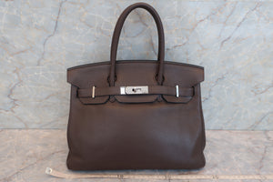 HERMES BIRKIN 30 Clemence leather Chocolat □L刻印 Hand bag 600080034