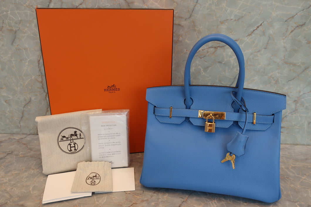 HERMES BIRKIN 30 Epsom leather Blue paradise □N Engraving Hand bag 700100087