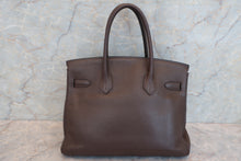 将图片加载到图库查看器，HERMES BIRKIN 30 Clemence leather Chocolat □L刻印 Hand bag 600080034
