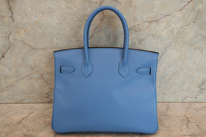 HERMES BIRKIN 30 Epsom leather Blue paradise □N Engraving Hand bag 700100087