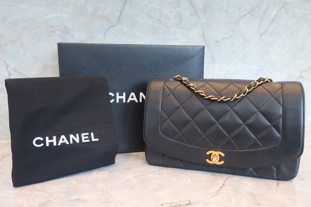 CHANEL/シャネル ダイアナマトラッセチェーンショルダーバッグ ラムスキン ブラック/ゴールド金具 ショルダーバッグ 600110126