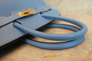 HERMES BIRKIN 30 Epsom leather Blue paradise □N Engraving Hand bag 700100087