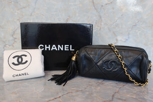 CHANEL/シャネル ココマークフリンジチェーンショルダーバッグ ラムスキン ブラック/ゴールド金具 ショルダーバッグ 600120006