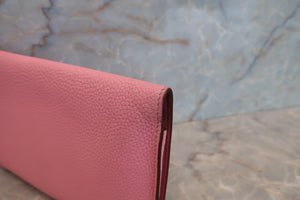 HERMES／エルメス ドゴンGM トゴ ピンク/トゥルティエールグレー □M刻印 財布 700080144